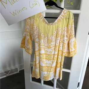 Lilly Pulitzer Yellow and White Floral Off-Shoulder Mini Dress